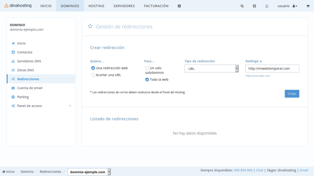 ¿Cómo Redireccionar Un Dominio? - Ayuda | Dinahosting