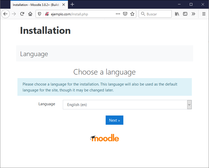 Configurar idioma instalación Moodle 
