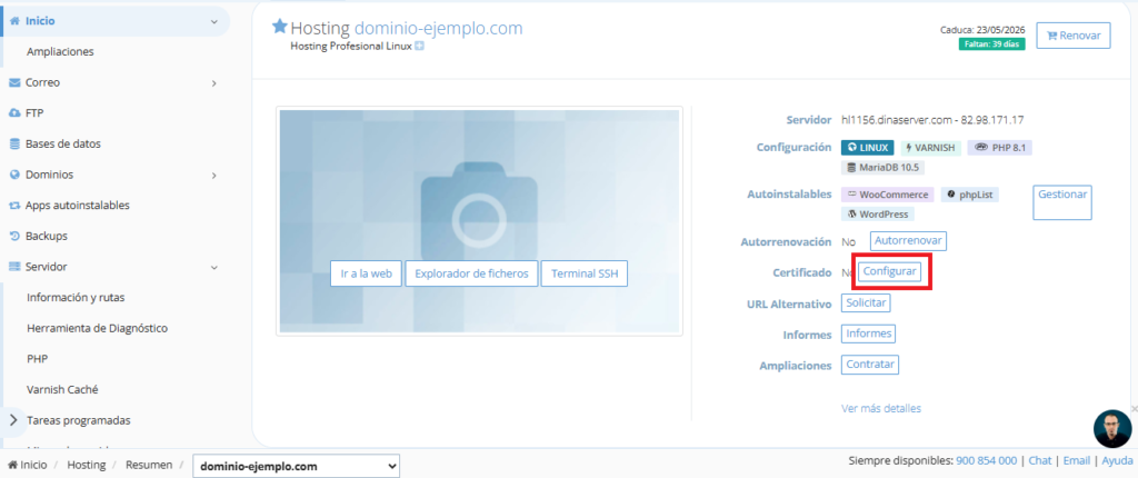 Configurar certificado
