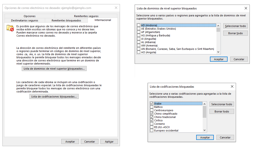 Bloqueo por paises del SPAM en Outlook 