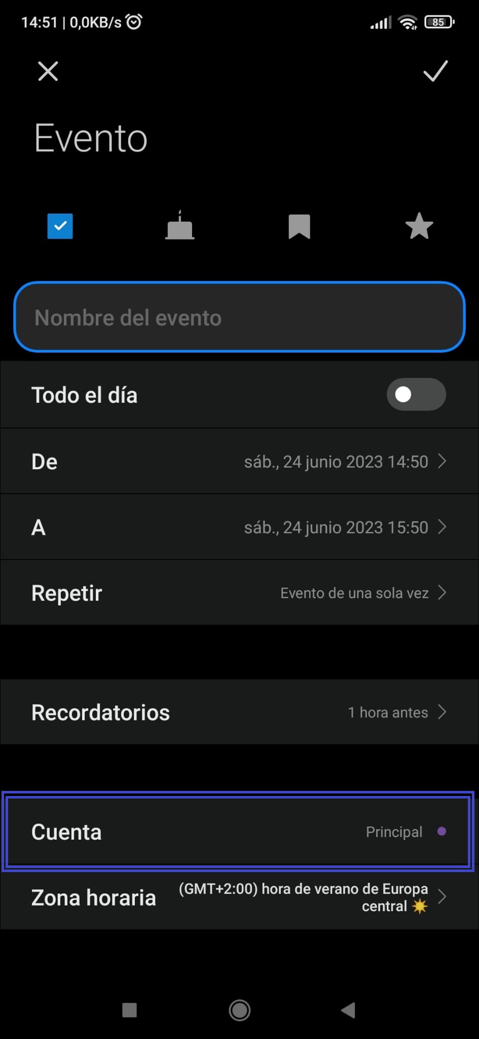 Sincronizar contactos y calendarios de Webmail en Android - Eventos