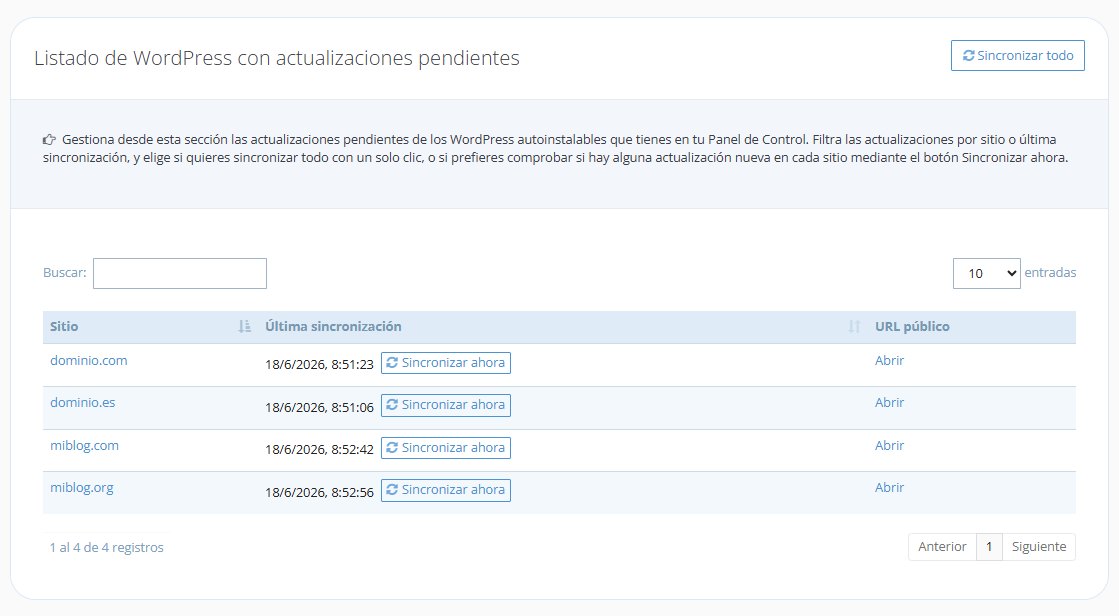 Actualizaciones pendientes en bloque
