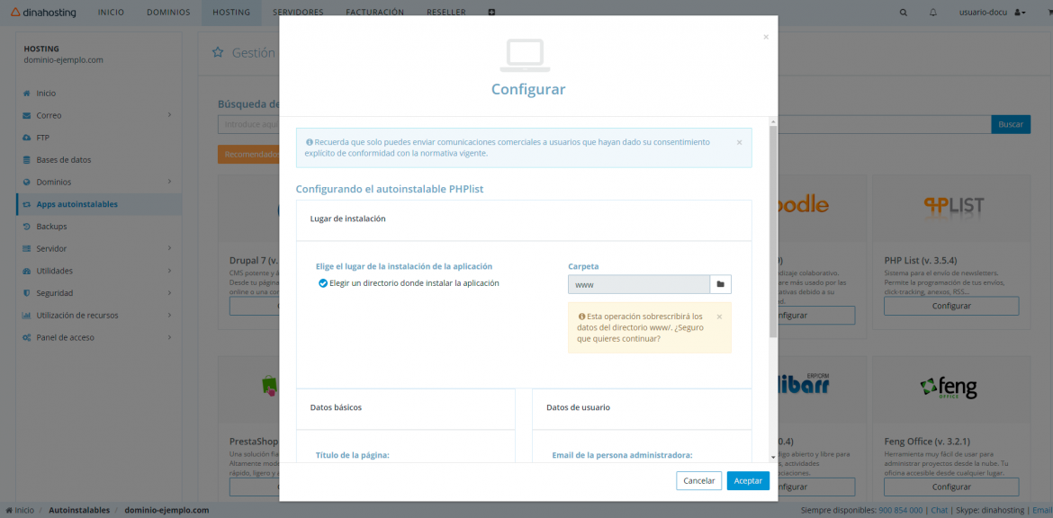 Configurar phpList