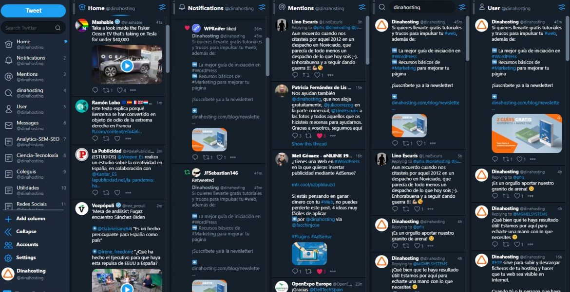 Vista previa de Tweet Deck