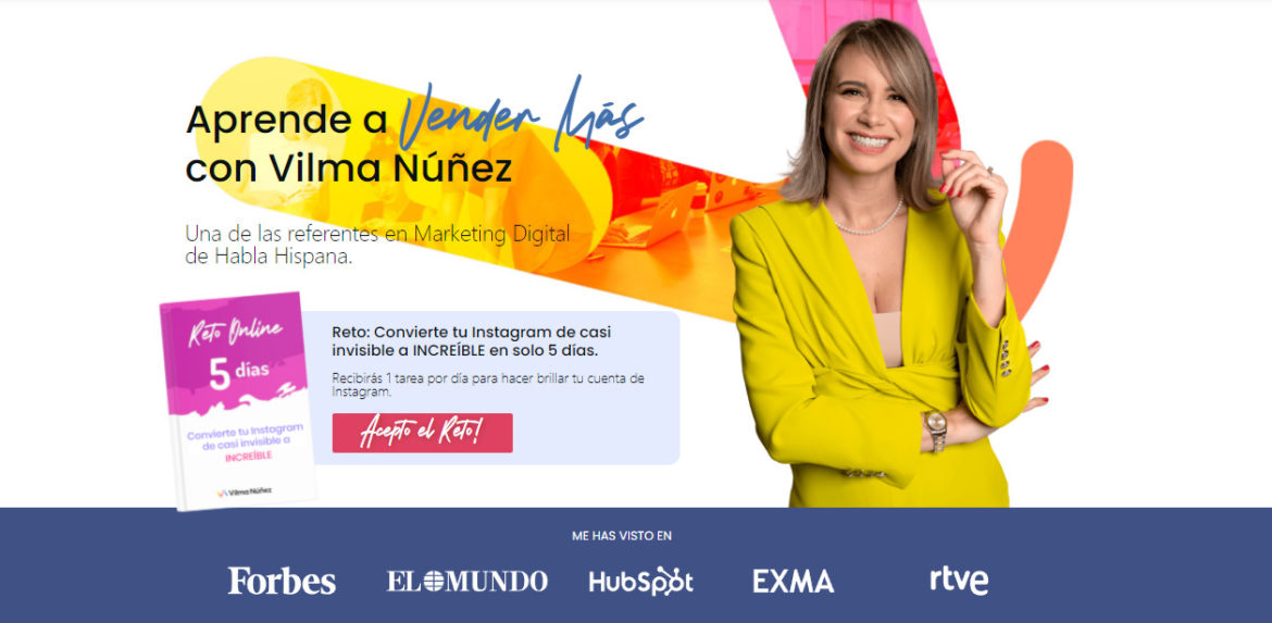 Ejemplo copywriting web de Vilma Núñez