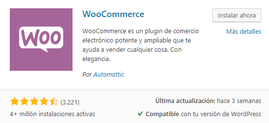 Instalar plugin WooCommerce
