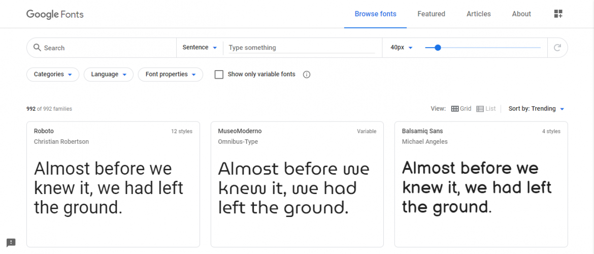 Recursos gratis en diseño web: Google fonts