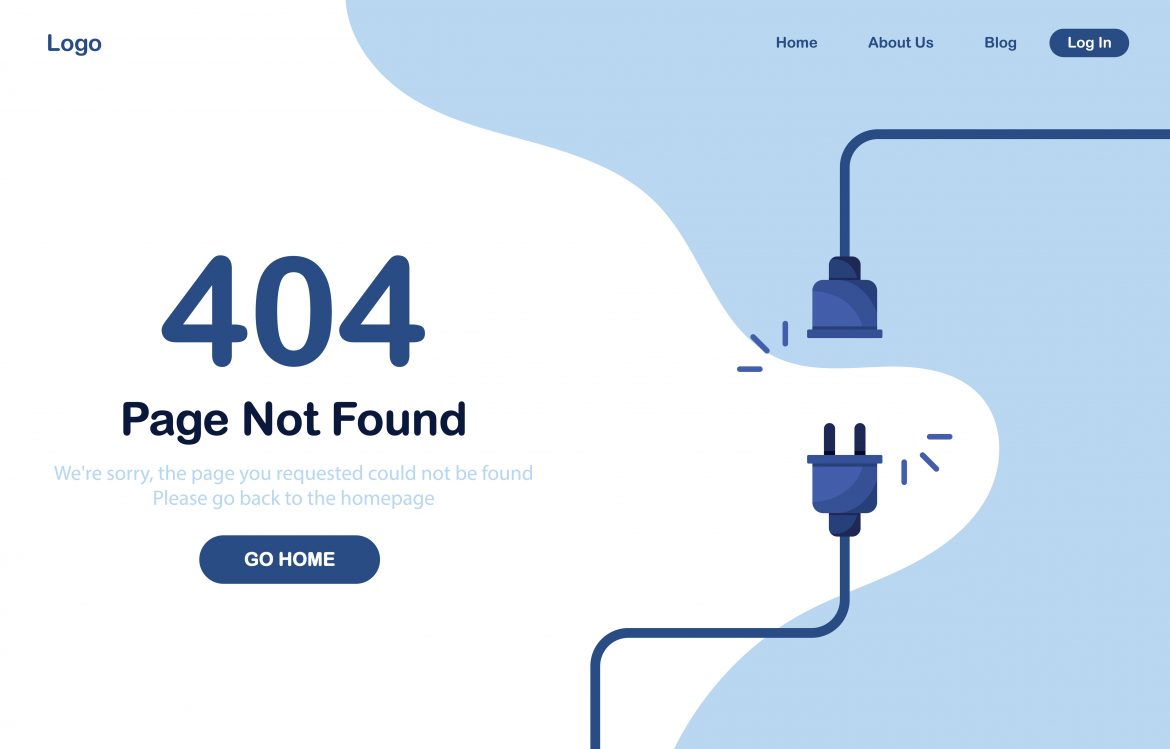 Ejemplo de página 404. Elementos diseñar web