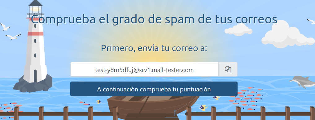 Ejemplo de uso de mail-tester.com