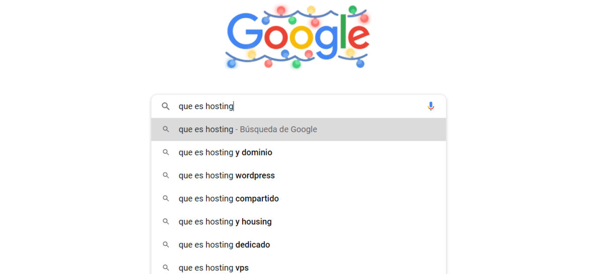 Buscador Google y sugerencias que muestra