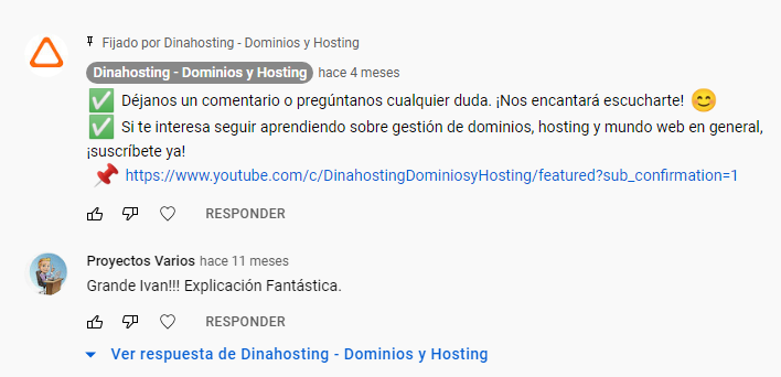 comentarios fijados youtube