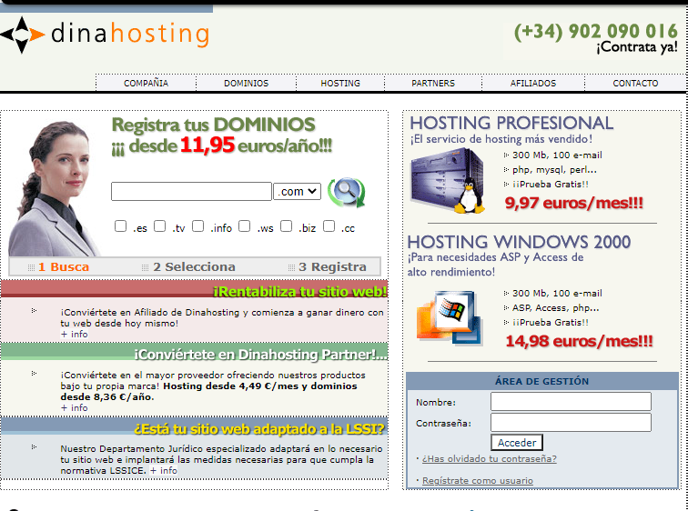 Web dinahosting en 2003