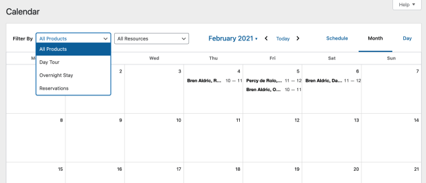 Plugins reservas online con WordPress, imagen calendario WooCommerce Bookings