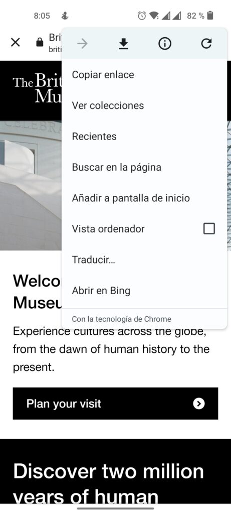 Traducción página web desde un móvil Android