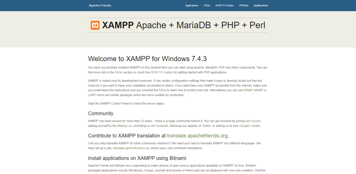 Crear servidor web en local con XAMPP