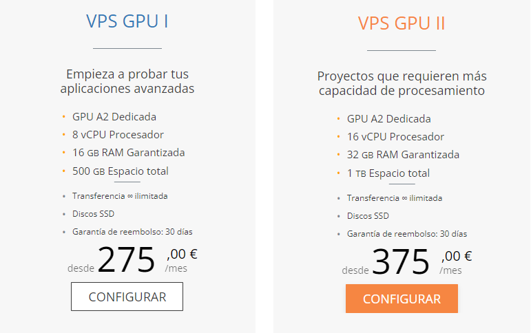 Planes VPS GPU en dinahosting