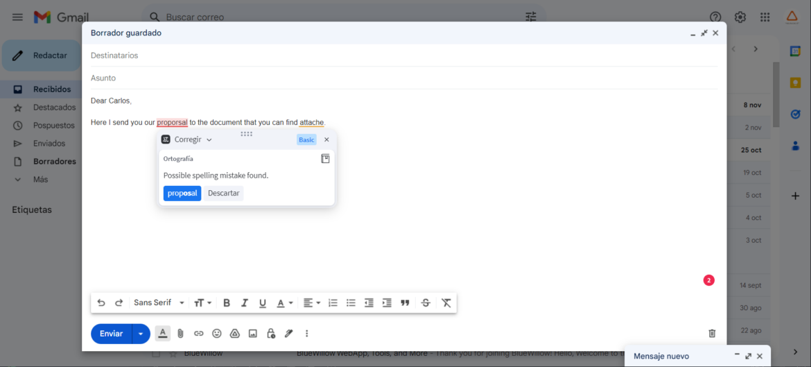 LanguageTool aplicación Gmail.