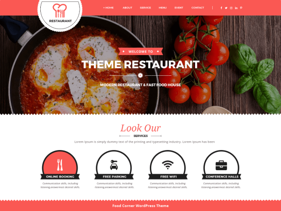 Food Corner temas WordPress para restaurantes