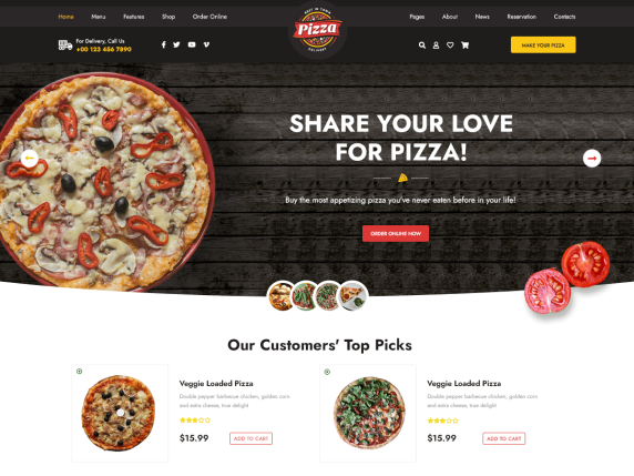 Tema de WordPress - Fast food pizza