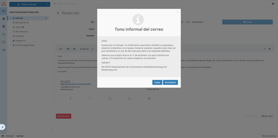 ejemplo de tono informal