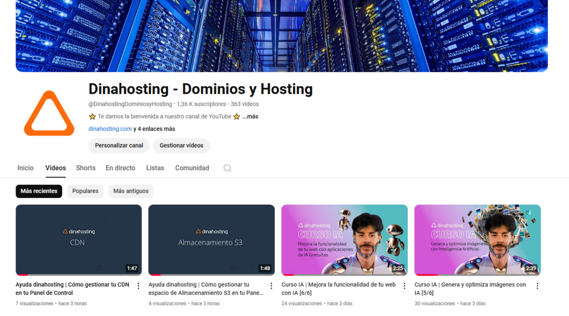 Canal de YouTube dinahosting