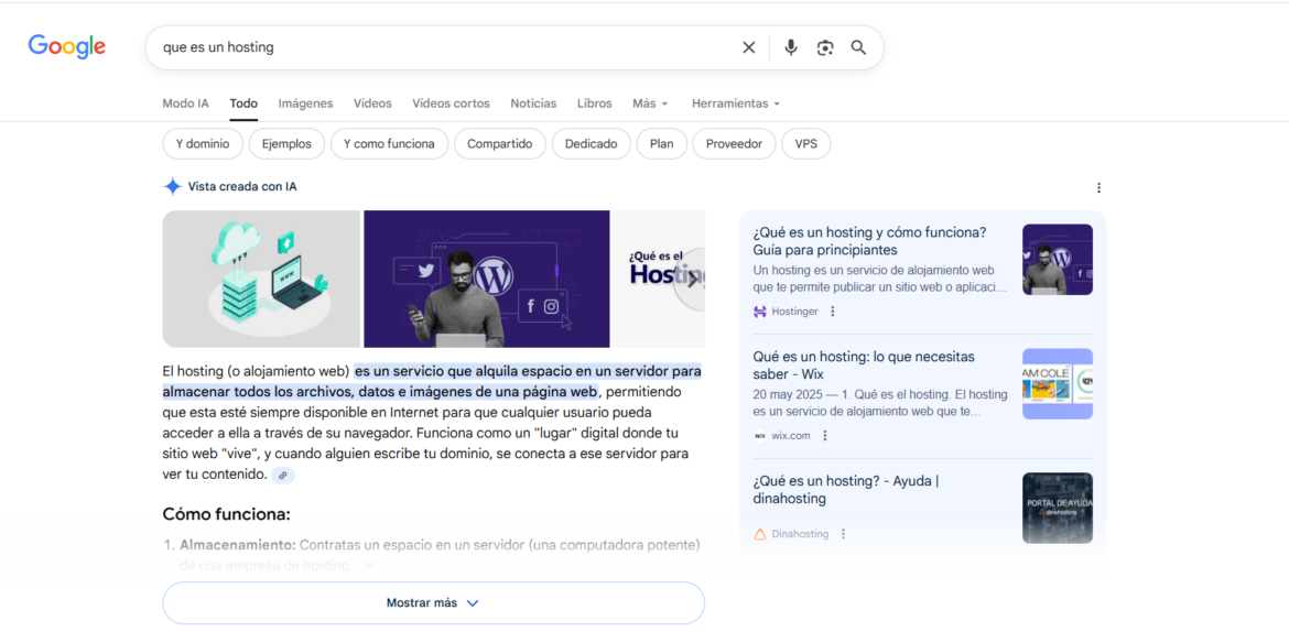Resultados consulta Qué es un hostings