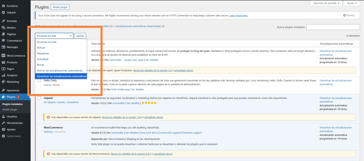 Desactivar actualizaciones en WordPress