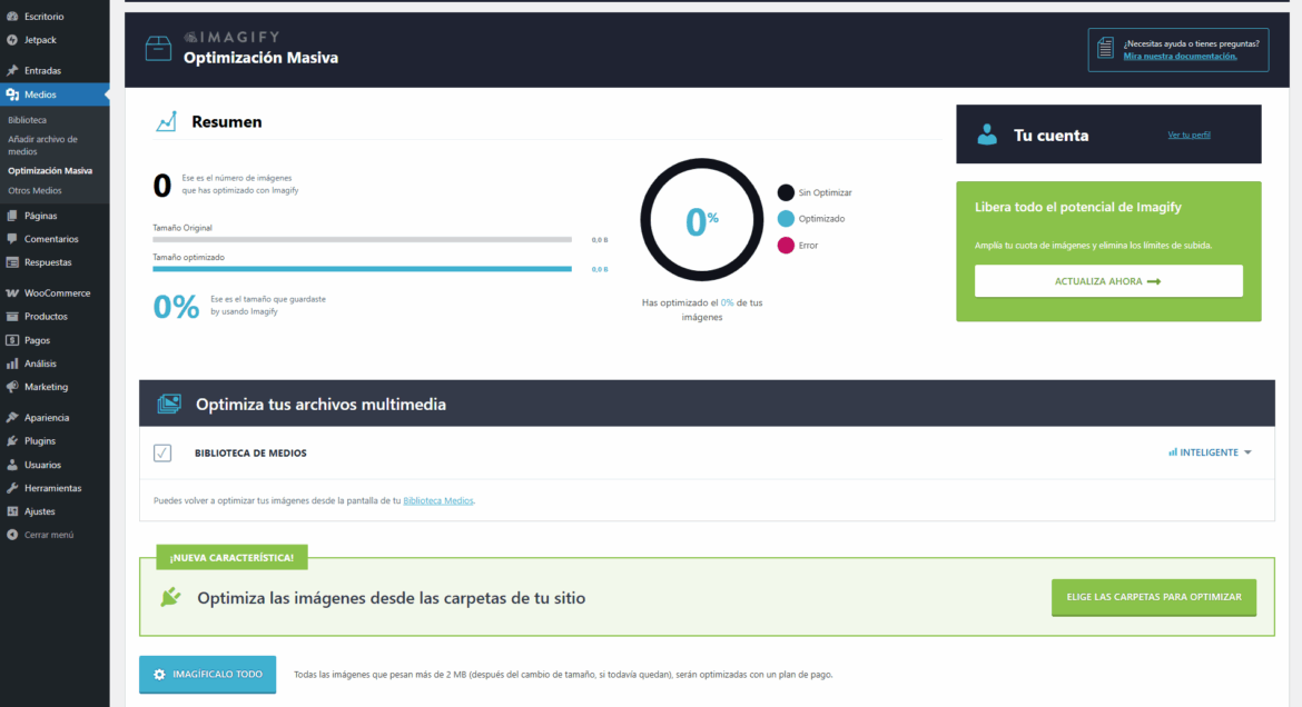Optimización masiva de imágenes en Imagify