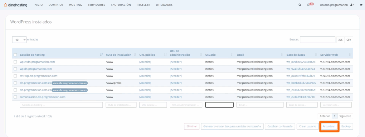 Como actualizar tu WordPress Panel de Control