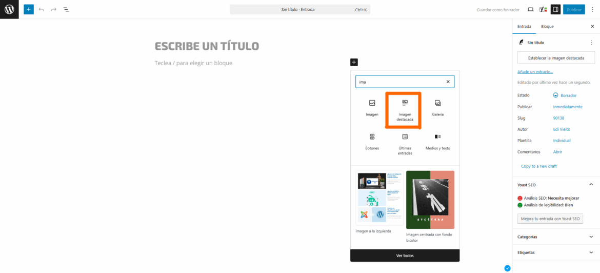 Bloque de imagen destacada