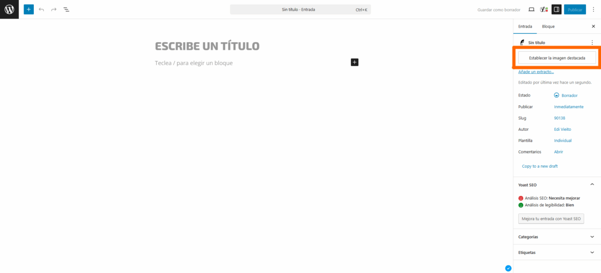 Imagen destacada en el Panel lateral