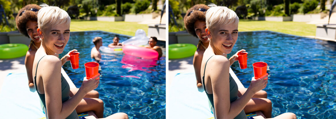 Borrar personas de fondo en piscina