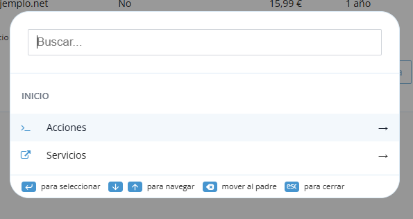 Modal del nuevo buscador avanzado