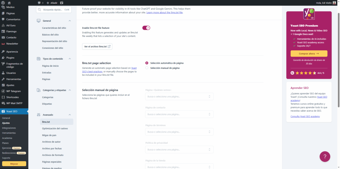 Llms en el Yoast SEO