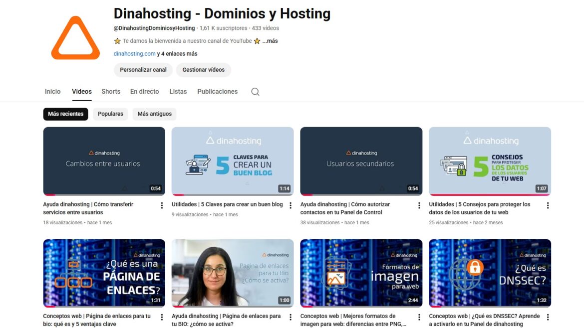 Canal Youtube Dinahosting