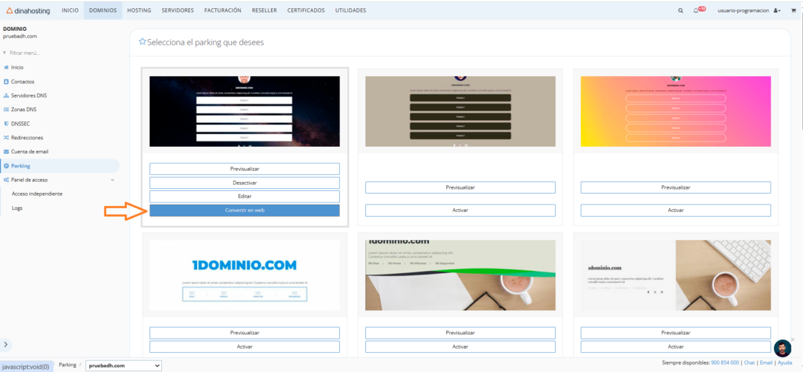 Convertir en web botón