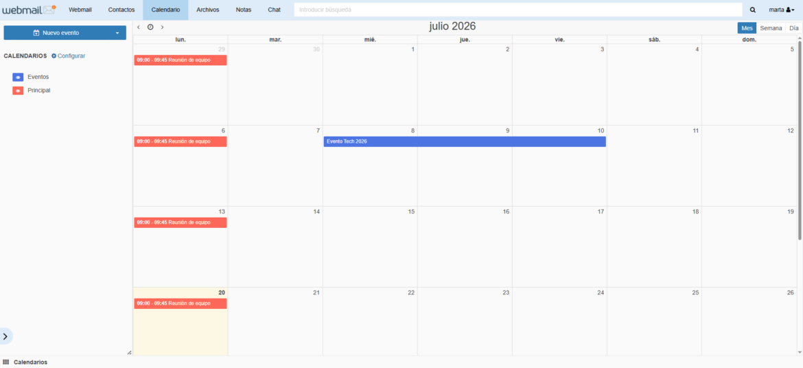 Calendario Webmail